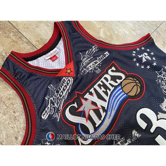 Maillot Philadelphia 76ers Allen Iverson NO 3 Mitchell & Ness 1997-98 Tattoo Noir